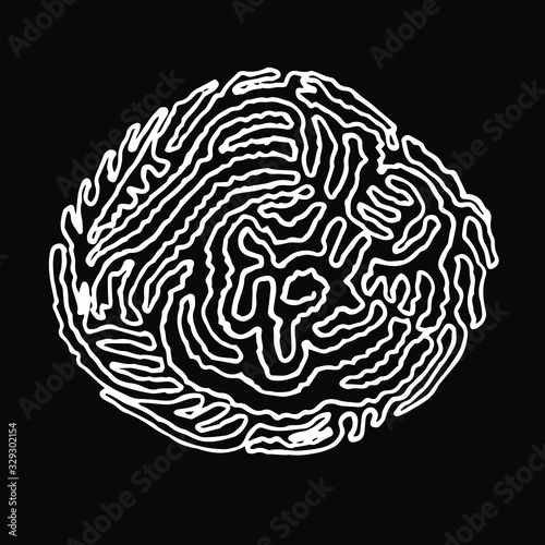 Vector illustration.Close-up hand-drawn plant, abstract flower on isolated black background.Design for covers, tattoo, wallpaper.