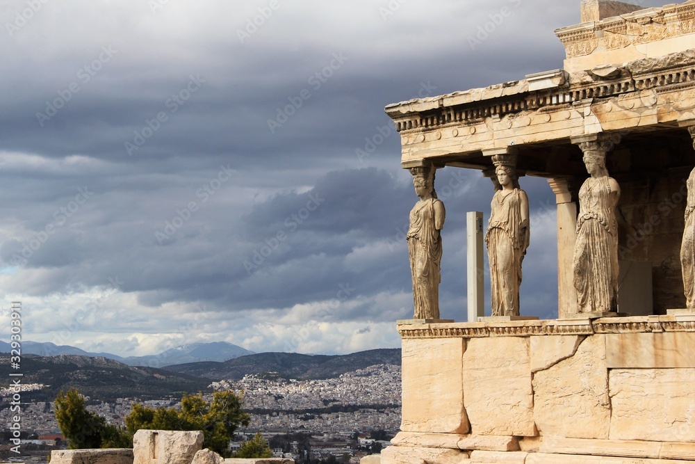 The temple of Erechtheio on the Athenian Acropolis, Greece.