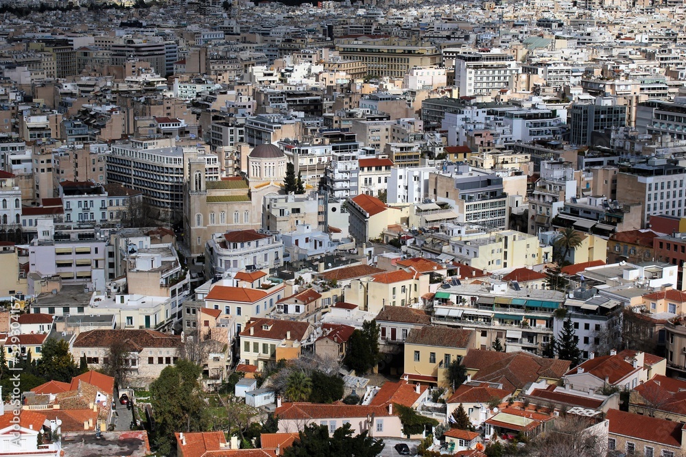 Athens, Greece, partial view of the city from the Acropolis hill Athens, Greece, partial view of the city from the Acropolis hill