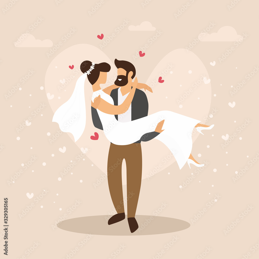 Informational Flyer Wedding Event Cartoon Flat. New Impressions Contribute to Romance Relationships. On Wedding Day, Groom Carries Bride in his Arms. Happy Newlyweds. Vector Illustration. Informational Flyer Wedding Event Cartoon Flat. New Impressions Contribute to Romance Relationships. On Wedding Day, Groom Carries Bride in his Arms. Happy Newlyweds. Vector Illustration.