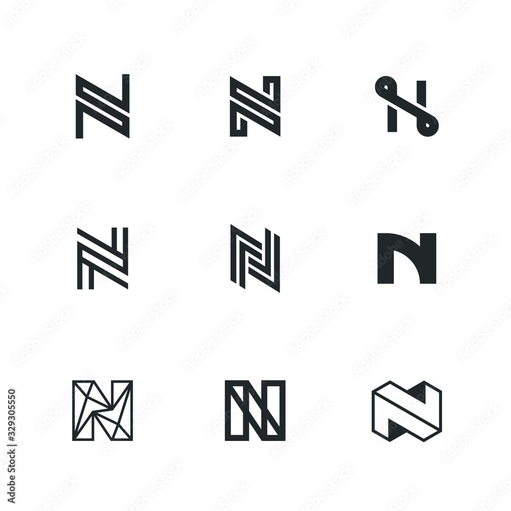 Fototapeta premium Letter N Logo Set Collection Lettermark Monogram - Typeface Type Emblem Character Trademark