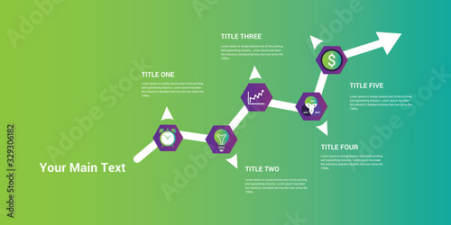 Infographic template of hexagonal elements. Business concept with 5 options