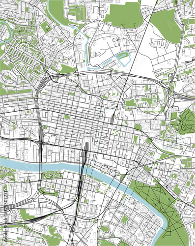 map of the city of Glasgow  Scotland  UK