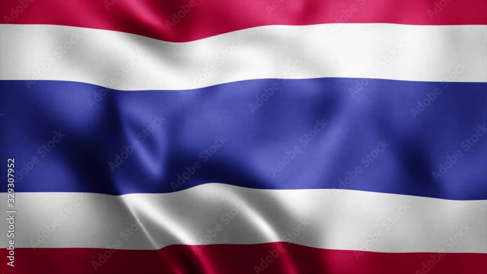 Loop animation of Photo Realistic fabric waving flag of Thailand Ultra HD 4K Thailand National Flag Loop animation of Photo Realistic fabric waving flag of Thailand Ultra HD 4K Thailand National Flag