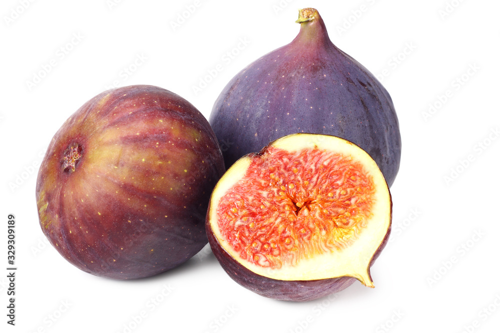 Fig fruits with slices isolated on white background Fig fruits with slices isolated on white background