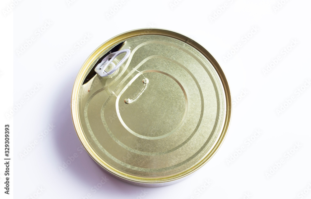 Canned can closed. Top view on white background Canned can closed. Top view on white background