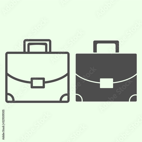 Briefcase line and solid icon. Student personal case outline style pictogram on white background. Handle diplomat bag for studying or work for mobile concept and web design. Vector graphics.