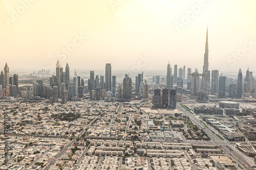 aerial view of Dubai Downtown skyline 