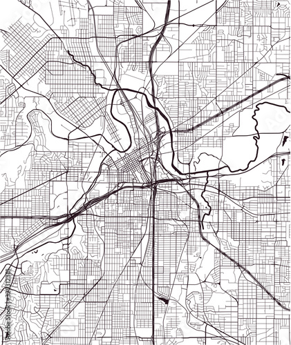 map of the city of Fort Worth, Texas, USA