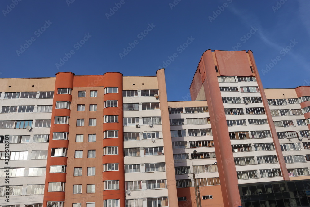 typical soviet residential building with flats