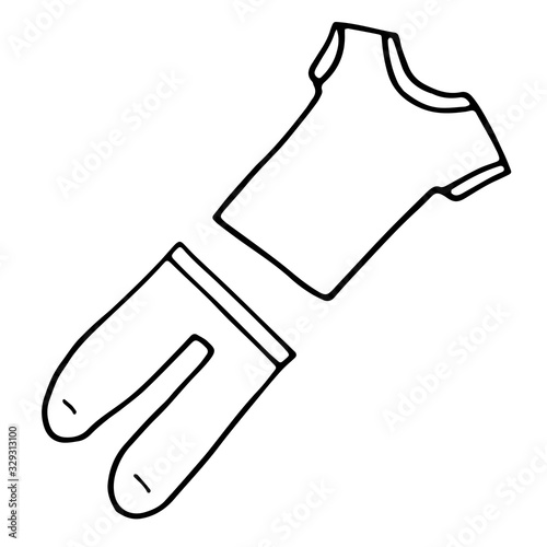 Baby newborn hand drawn doodle set. Onesie, pacifier, rattle. Vector illustration for backgrounds, web design
