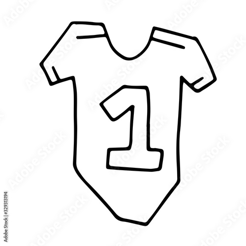 Baby newborn hand drawn doodle set. Onesie, pacifier, rattle. Vector illustration for backgrounds, web design