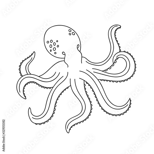 Doodle octopus for coloring.Sea animals for children 's coloring pages.Hand drawn vector illustration isolated on white background