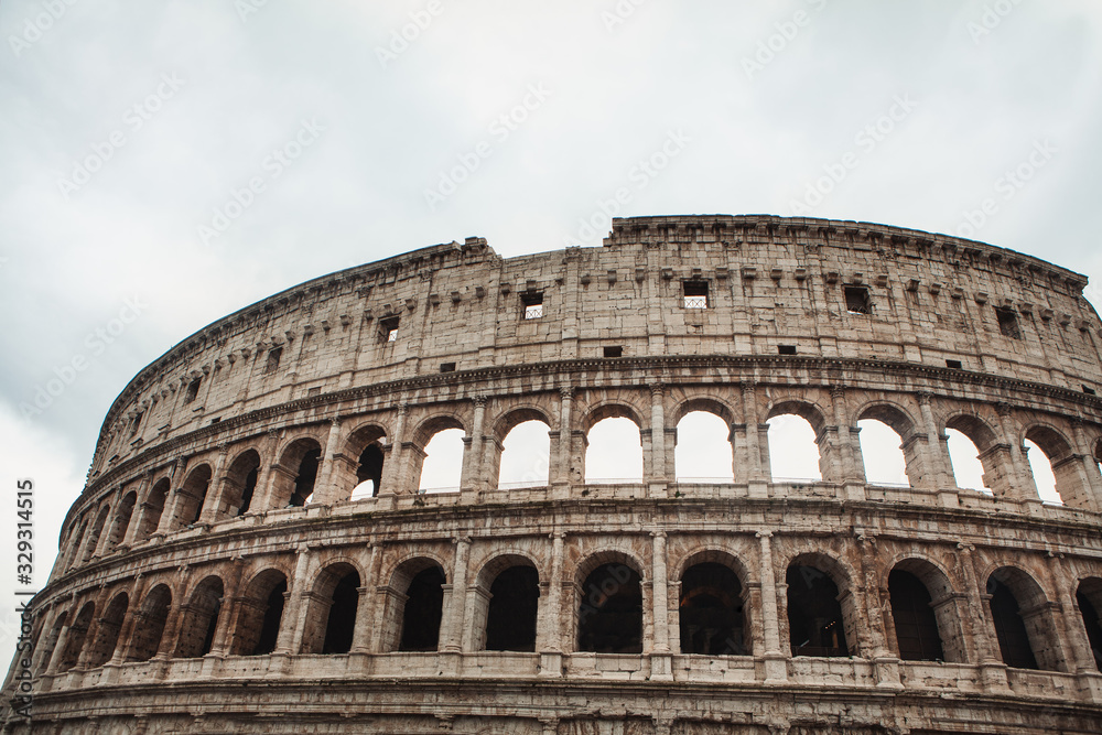 retro photo of Colosseum , arena from Roman Empire 