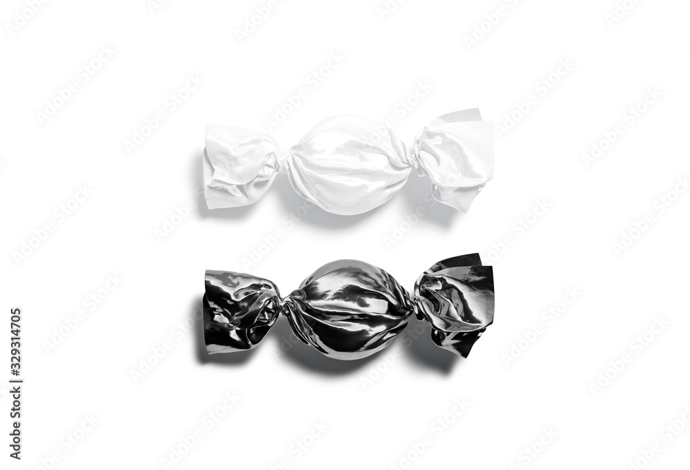 Blank black and white hard candy foil wrapper mockup, isolated Stock ...