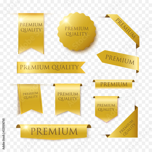 Premium Quality Vector Badges And Tags Isolated On Black Background. Gold Luxury Banners.