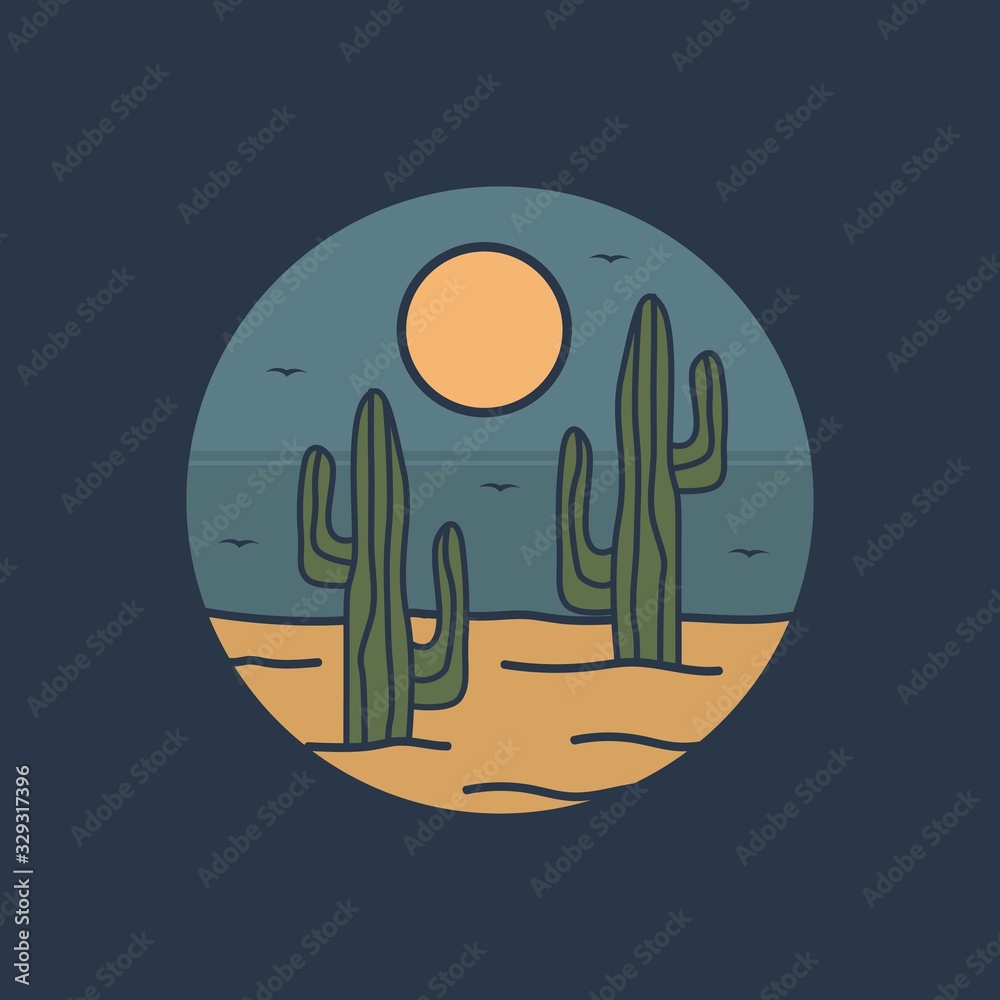 Obraz premium simple logo badge desert design, for t-shirt prints, patches, emblems, posters, badges and labels and other uses