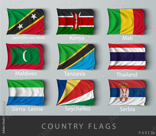 Riveted the country flag wrinkled with shadows