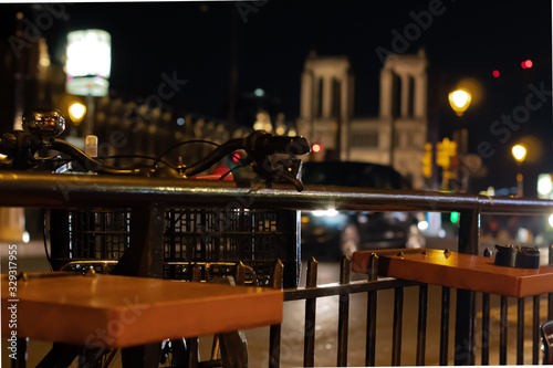 the cathedral notre dame from a coffe bar