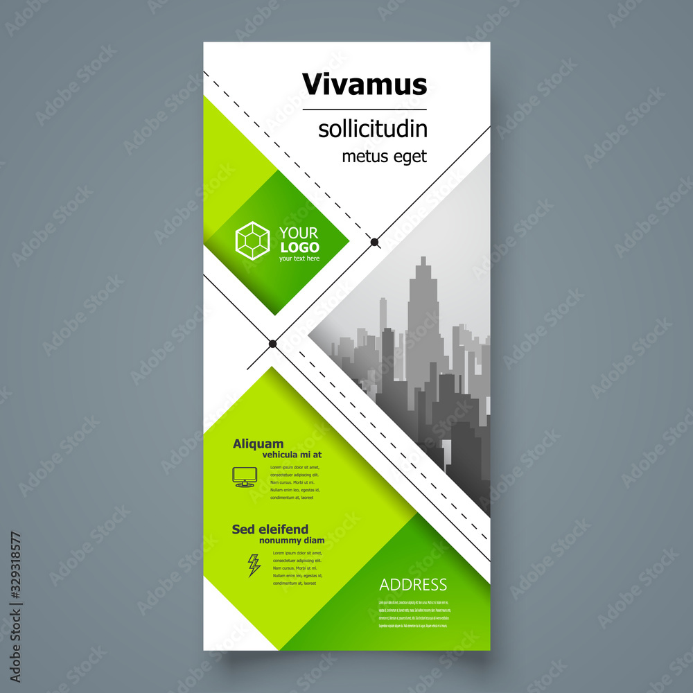 Flyer brochure design template squares theme cover green color