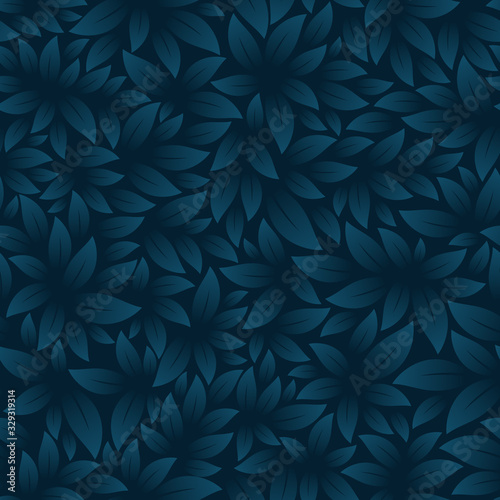 Vector seamless texture with theme leaf. Dark blue background.