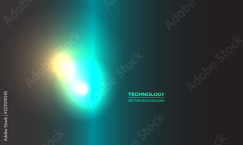 Abstract blurred dark green and yellow gradient technology background with bright highlights and glow. Abstract colorful template with defocused effect in modern horizontal layout. Vector illustration