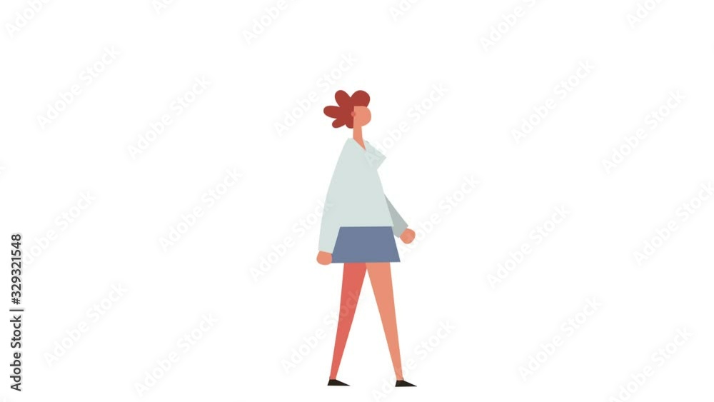 Flat Cartoon Stick Figure Color Woman Girl Character Walking Animation Luma Matte Flat Cartoon Stick Figure Color Woman Girl Character Walking Animation Luma Matte
