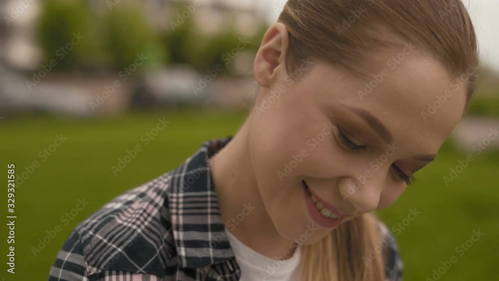 close-up portrait, teenager girl in the park. 4K close-up portrait, teenager girl in the park. 4K