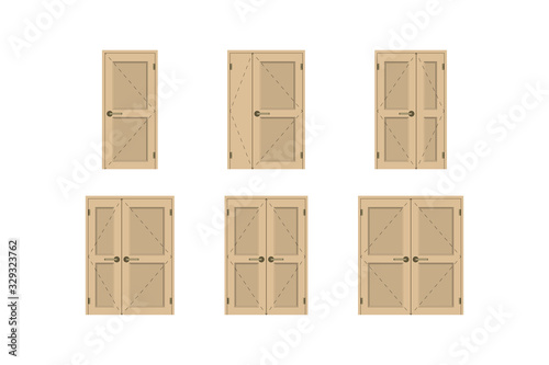 Wooden doors set.