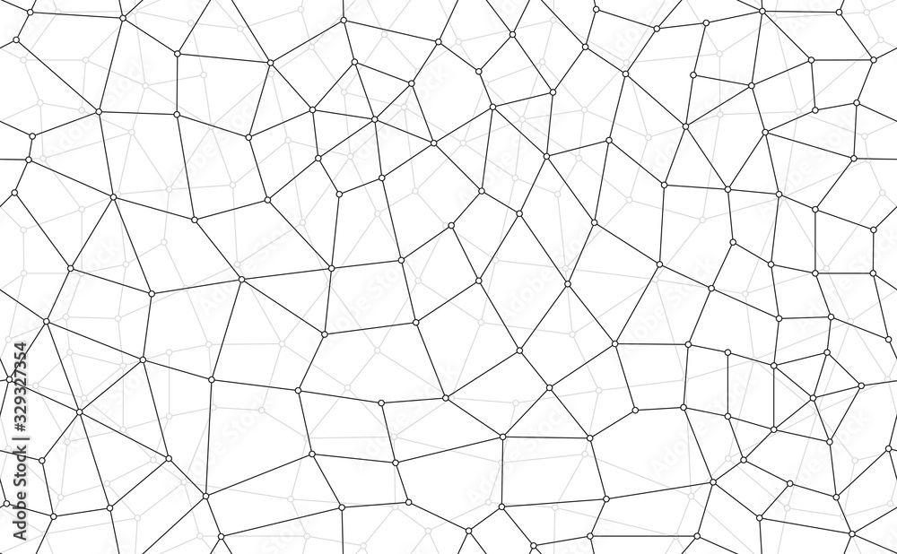 Vector seamless texture line network with point. White background.
