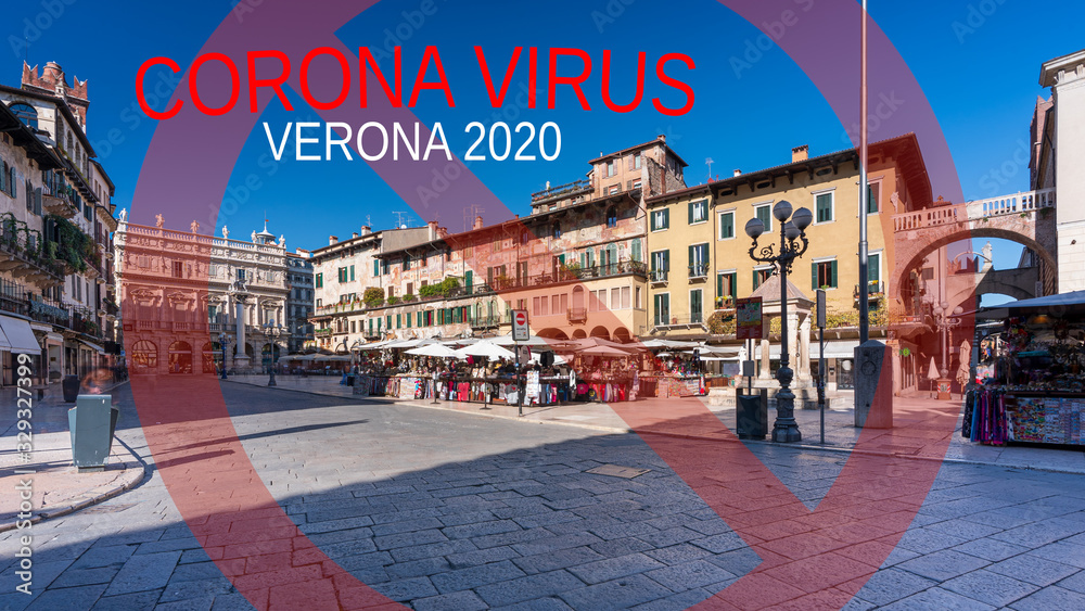 Obraz premium Corona Virus Italy, Verona, , Red Zone, Covid 19