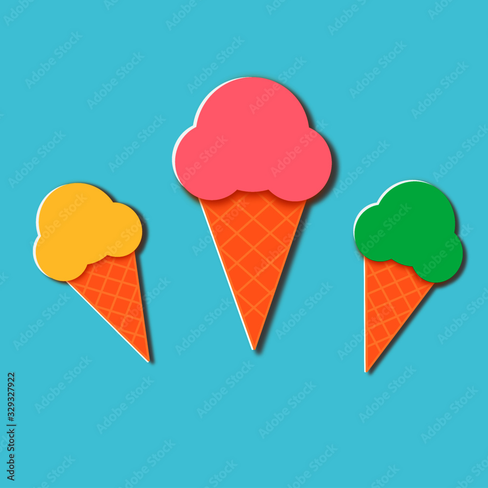 ice cream vector, paper cut style, illustration ice cream vector, paper cut style, illustration