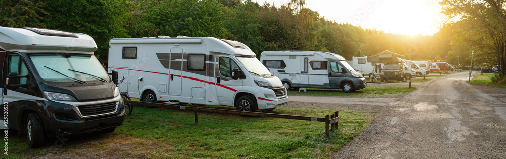 Camper vans in a camping park	