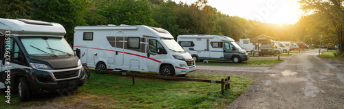 Camper vans in a camping park 
