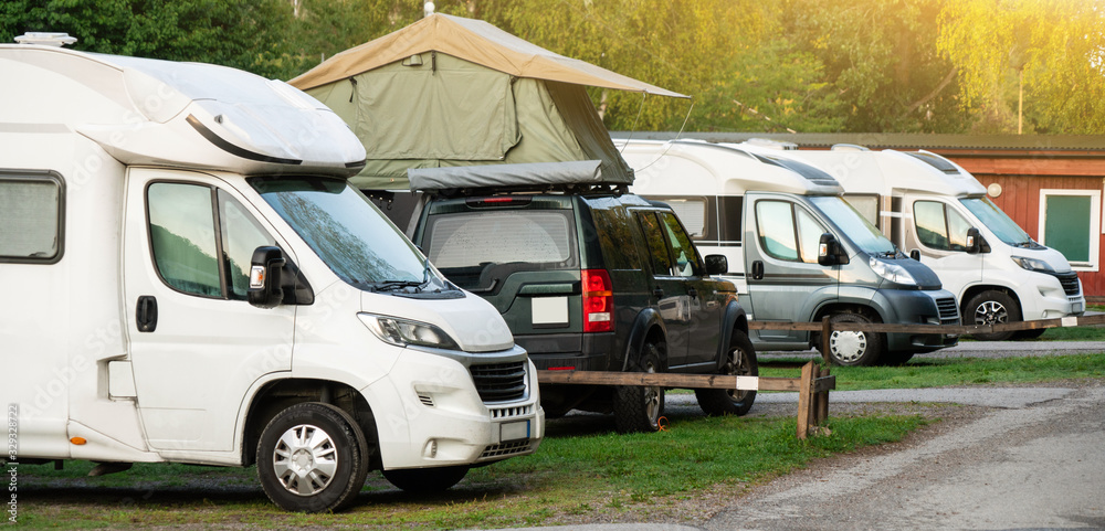 Camper vans in a camping park	