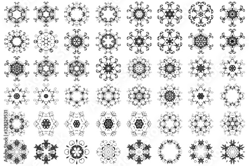 Beautiful ornaments for your design on background. Round ornaments. Set