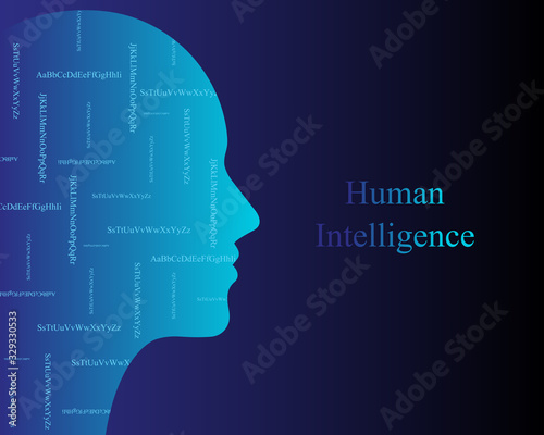 Picture about human intelligence. Man on the background of letters © Иван Чорный