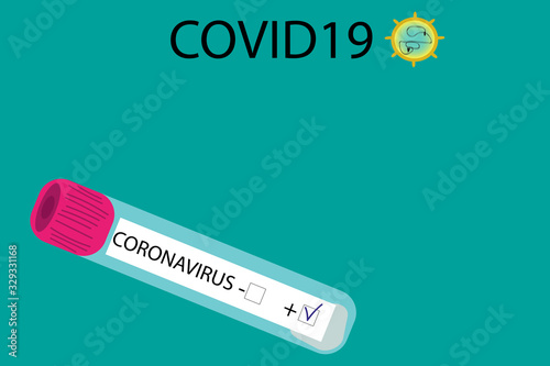 Test tube with positive coronavirus test