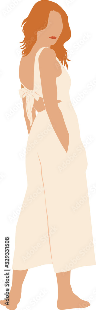 Woman in white overalls. Abstract illustration. EPS, AI, JPG