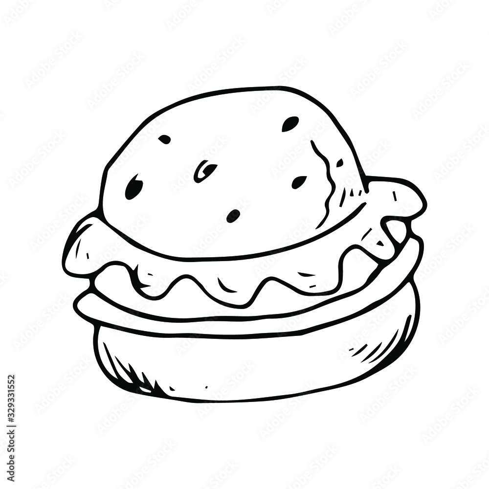 Fototapeta premium Burger hand drawn illustration vector
