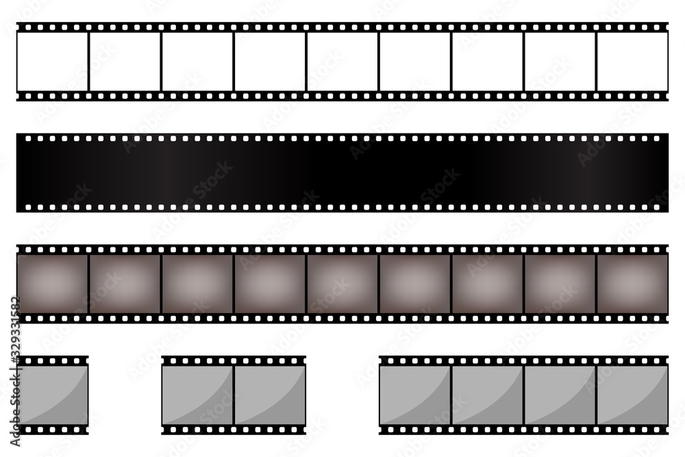 Film strips collection isolated on white background. Film strips collection isolated on white background.