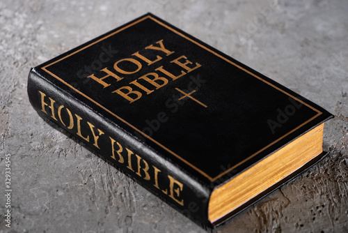 Fotografie, Obraz holy bible on grey textured surface