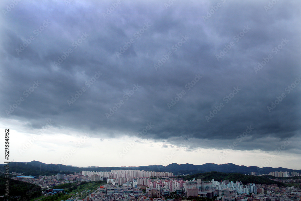 Dark cloud in Ansan-si, South Korea.