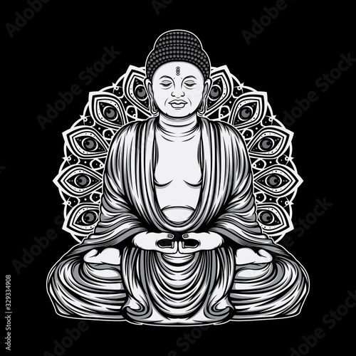vector outline buddha amitabha