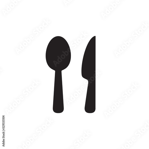 Simple spoon and knife flat icon design vector