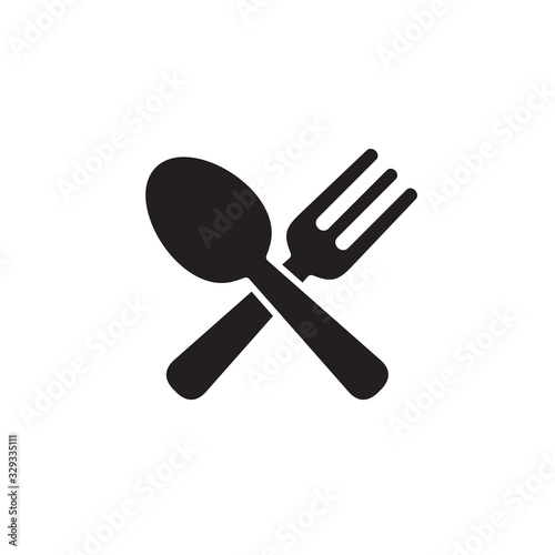 Simple spoon and fork flat icon design vector