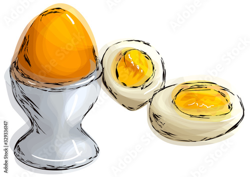 boiled egg on white