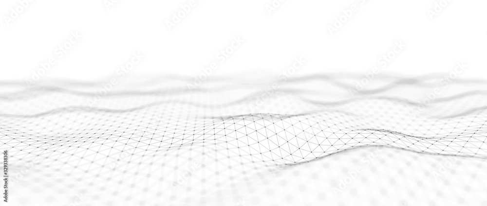 Abstract digital background. Network connection structure. Big data. Futuristic abstract wave. 3D rendering. - obrazy, fototapety, plakaty 