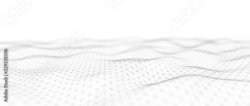 Abstract digital background. Network connection structure. Big data. Futuristic abstract wave. 3D rendering.