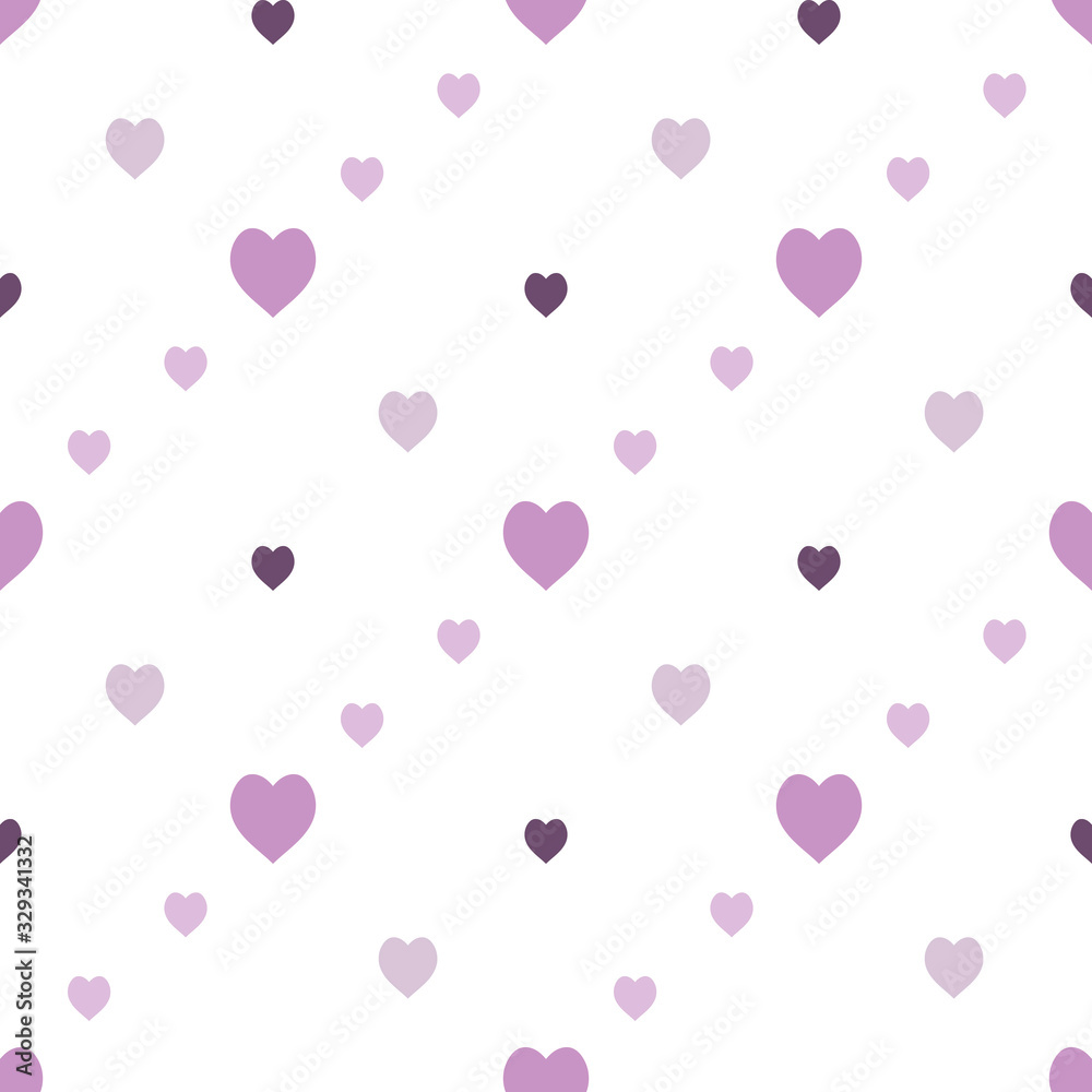 Seamless pattern with cute light and dark violet hearts on white background. Vector image. Seamless pattern with cute light and dark violet hearts on white background. Vector image.